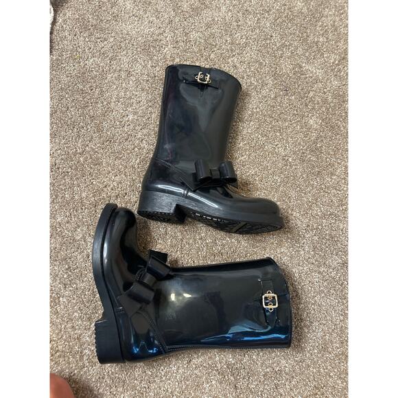 VALENTINO RED V BOW BLACK RAIN BOOTS SIZE 37- 6.5 - Picture 3 of 7